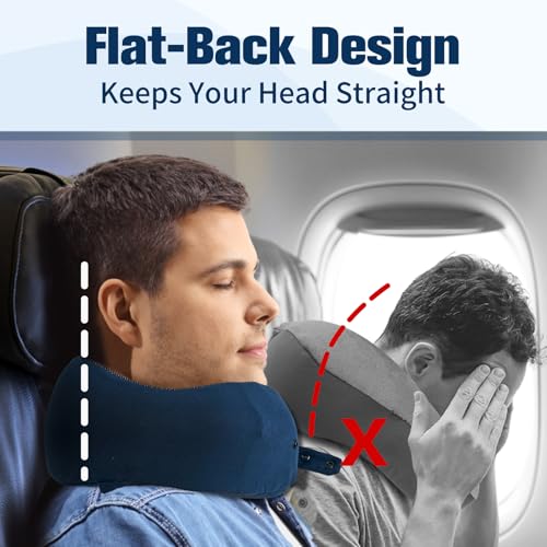 Image of Cirorld Neck Pillow for Traveling, Travel Pillows for Airplanes,100% Pure Memory Foam Travel Neck Pillow, Adjustable Flight Pillow, Portable Plane Accessories with Eye Mask, Earplugs, Carry Bag