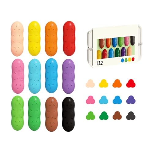 Generisch Juego de crayones de cera lavables para niños, forma de guisante, mango ligero, accesorios de pintura para niños pequeños, viajes, guardería, fiesta de Pascua