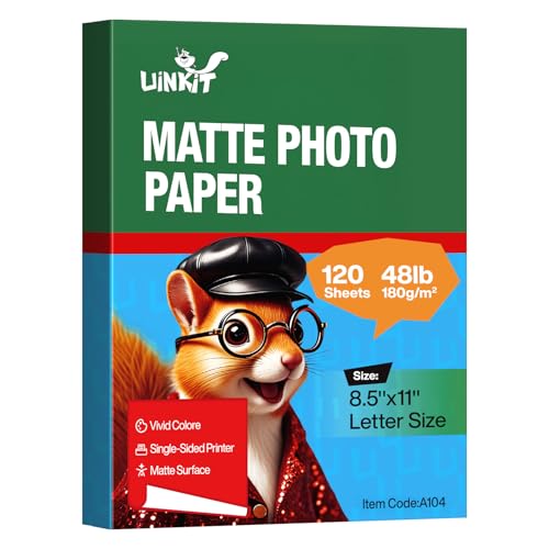 Image of Uinkit 120 Sheets Presentation Paper Matte 8.5x11 Inkjet 48lb 180gsm Single Side Printable Photo for All Dye Ink Inkjet Printers