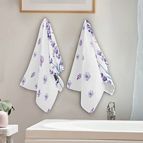Lavender Flower Hand Towels Purple Butterfly Guest Towels Set Of 2 Small Bath Towels Soft Dish Towels For Bathroom Kitchen Gym Decor #TOP3