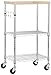 AmazonBasics Kitchen Rolling Microwave Cart on Wheels, Storage Rack, Wood/Chrome
