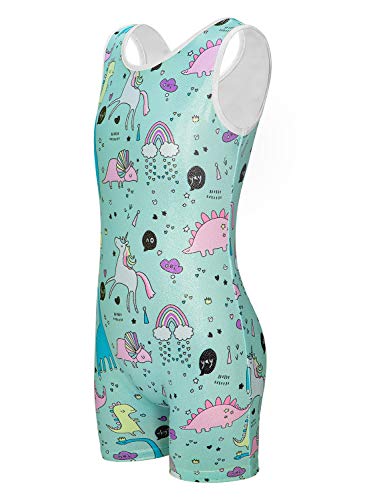 Image of HOZIY Gymnastics Leotards for Girls with Shorts Toddlers Biketards Rainbow Unicorn Dinosaur Mermaid Leopard Flower Galaxy