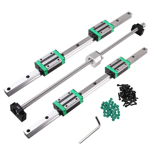 ANWOK 2Pcs Linear Guide Rail HGR20-1000mm + 1PCS SFU/RM1605-1000mm Anti-Backlash Ballscrew with BF12/BK12 Kit, DSG16H Nut Housing, Coupling, Slide Blocks Ball Screw Set for CNC DIY sfu1605-1000mm