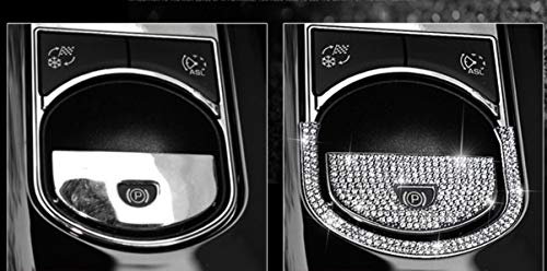 YUWATON Car Interior Bling Accessories for Jaguar XJ XF Parking Button Bling Crystal Fashion Rhinestone Decals Ring Car Bling Accessories(Silver)