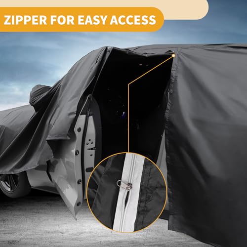 Image of Car Cover Waterproof All Weather Sun Rain Protection Full Exterior Cover for Hyundai Sonata Black with Left Side Zippers