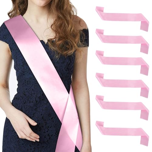 Kotkiddy 6 faixas vazias para artesanato, lisas, de cetim, para decoração de casamento, festas, rosa, L
