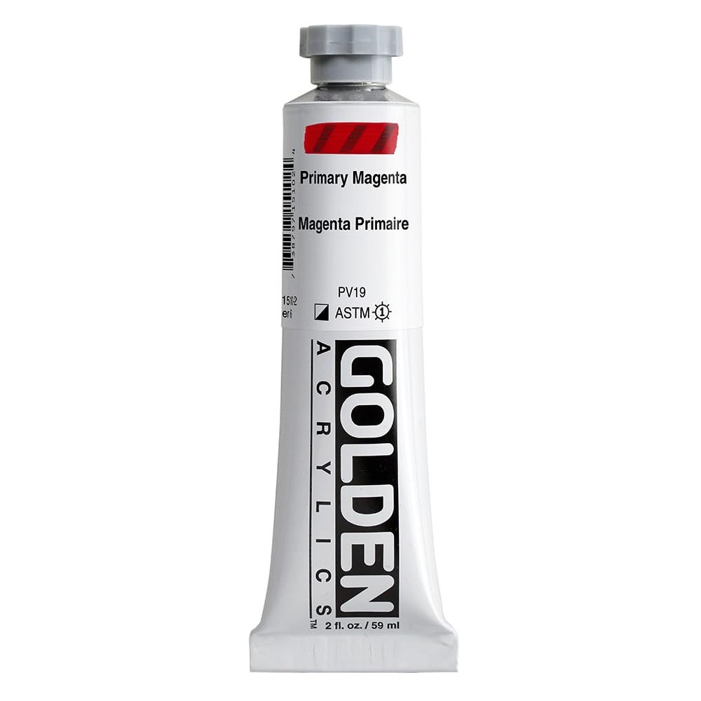 Heavy Body Acrylics by GOLDEN, Primary Magenta, 2 fl. oz. Tube, Professional Acrylic Paint, Semi-Opaque