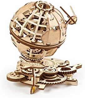 UGEARS Globe Wooden 3D Puzzles - Spinning Wooden Construction Kit - Mechanical Globe with The Shuttle and The Sputnik - Self-Assembly Wooden Model Kits for Adults to Build Collectible 3D Puzzle