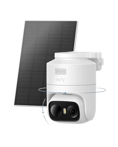 eufy Security eufyCam C37 2K Solar Security Camera Outdoor Wireless 360 Pan & Tilt AI Tracking Human/Pet/Vehicle Detection Flexible Solar Panel Color Night Vision No Monthly Fee