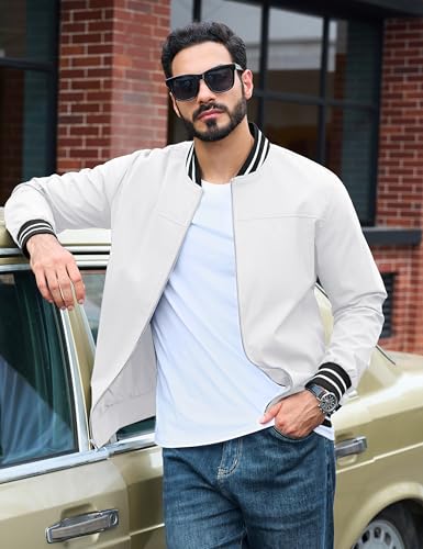 Image of TACVASEN Men's Lightweight Jacket Casual Spring Fall Windbreaker Bomber Zip Up Coat With Pocket | Men jacket, windproof water-resistant fabric, suitable for spring summer and fall, casual commuting wear, travel and hiking.