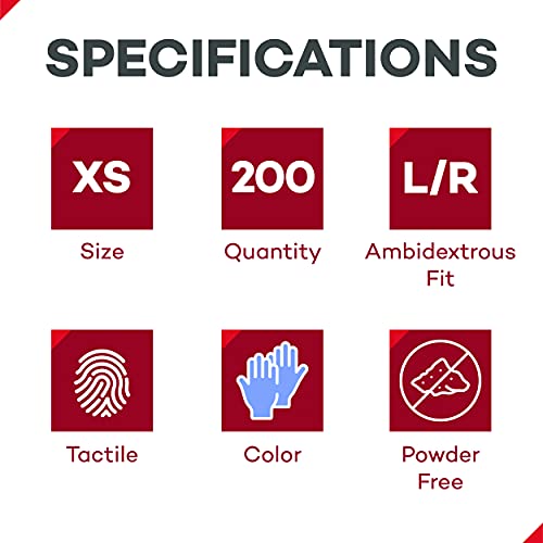 Dealmed Medical Exam Gloves – 200 Count XS Nitrile Gloves, Disposable Non-Irritating Latex Free, Multi-Purpose Use for a First Aid Kit and Medical Facilities