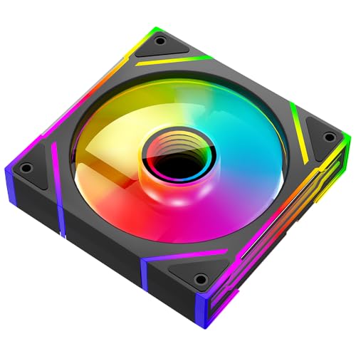 Image of prism4 EX 120mm PC Reverse Blade ARGB Case Fan,Infinity Mirror RGB Light Effect 5V 3PIN Motherboard Light Sync 800~1850RPM PWM PC Fans(Black Forward-1Pack)