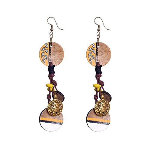 Image of Handcrafted Boho & Tribal Earrings for Women - Wooden, Brass & Terracotta Statement Designs in Drop, Hoop, Loop & Dangle Styles