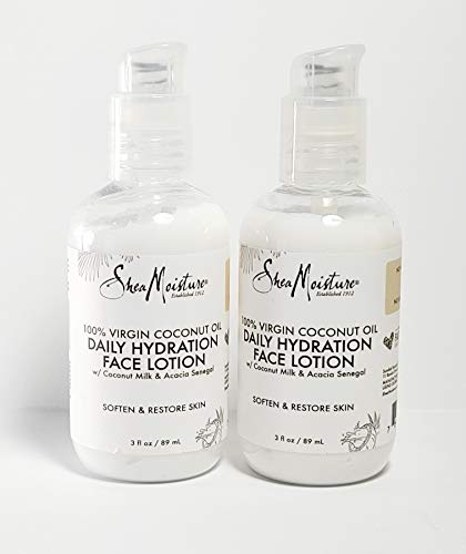 100% Virgin Coconut Oil Daily Hydration Face Lotion 3 Oz. (Pack of 2).