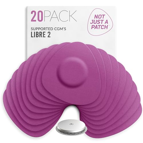 Not Just A Patch Freestyle Libre 2 Sensor Covers (20 Pack) Lingo CGM Patches for Freestyle Libre 2 - Water Resistant & Durable for 10-14 Days - Pre-Cut in Purple