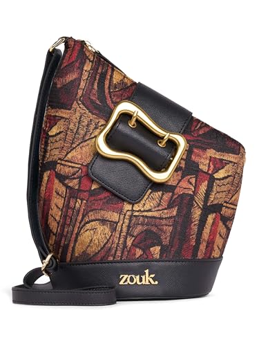 Image of ZOUK Women's Ardha Sling Bag | Black Vegan Leather Crossbody Bag | Asymmetric Silhouette| Adjustable Strap
