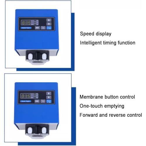 Bomba peristáltica para uso en laboratorio, alta precisión, velocidad ajustable de 0,1 a 100 rpm, tasa de flujo de 0,012 a 207 ml/min, temporizador de hasta 99 horas para un llenado preciso