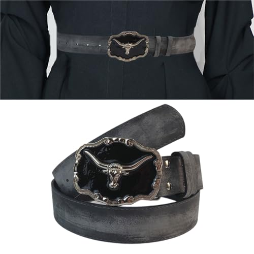 Carved Cow Head Belt Aesthetic PU Belt Waistband Decorative Belt for Pants Jeans Vintage Western Waiststrap2