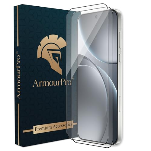 Image of ArmourPro Tempered Glass for Oppo Find X9 Pro - 9H Anti Scratch Screen Protector, Edge to Edge Coverage, HD Clarity, Smooth Touch, Case Friendly | Black, Pack of 2