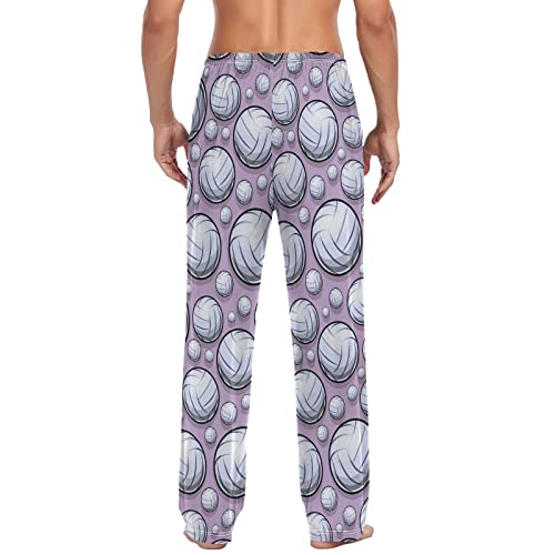 Volleyball Pattern Sport Purple Men's Pajama Pants Sleepwear Lounge Pajama Bottoms2