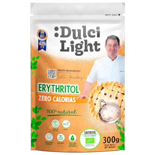 Dolcificante Eritritolo Biologico 300gr 100% Naturale 0 Calorie DulciLight Zero | Sostituto dello zucchero Organico ed Ecologico | Basso indice glicemico | Ideale per Keto Diet