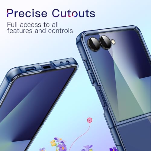 Image of JETech Case for Samsung Galaxy Z Flip 7 2025, Crystal Transparent Hard PC Shell, Anti-Scratch Shockproof Slim Protective Phone Cover (Blue Shadow)