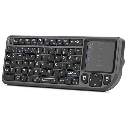 Rii Mini I8+ Tastiera Wireless Con Touchpad – Layout Spagnolo – Retroilluminata Per Smart TV, Android, PC