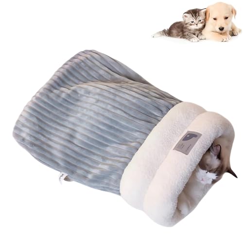 猫ベッド 猫用寝袋 ペット ハウス 寝袋 半密閉式 キャットハウス 猫用ベッド かわいい ふわふわ 暖かい 保温防寒 寒さ対策 洗える 猫寝床 ペットハウス ペットマット ペット布団 犬猫用 ペット用品 秋冬用 (グレー-スタイル1)