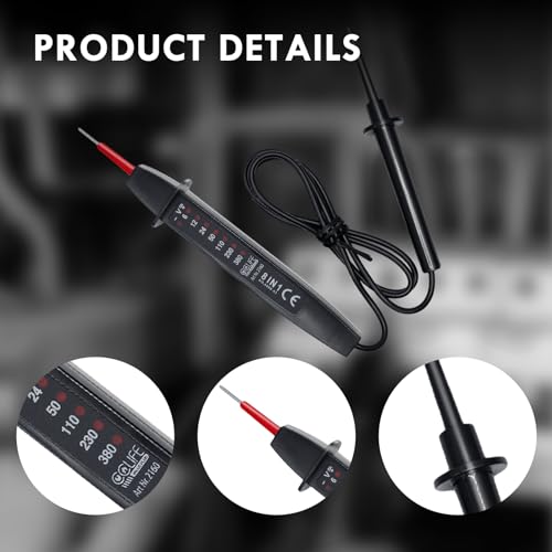 CCLIFE 2-poliger Spannungsprüfer 6–380V Wechselstrom/Gleichstrom mit LED Anzeige Robuster Phasenprüfer