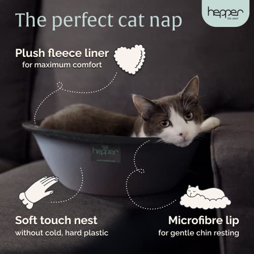 Hepper Cat Nest - Washable Cat Bed With Removable Fluffy Fleece Liner - Cozy Comfy Calming Cat Bed Round Shape - Cat Warming Bed - Donut Cat Bed Desk Ready - Small Cat Bed For Indoor Cats (Grey/Grey) #TOP1