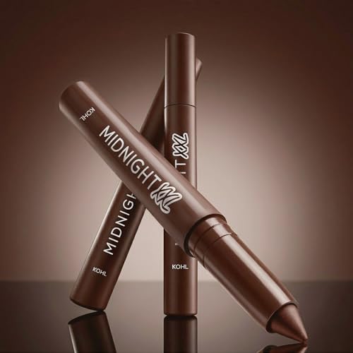 Image of RENEE Midnight XXL Kajal | Brown Kohl Pencil with Built-in Sharpener | Waterproof, Smudge-proof, 24Hr Long-Lasting | Ultra-Rich Pigment, Smooth Glide | 1.5g