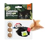 FOFOS puce sonore oiseau noir avec balles d'herbe à chat jouet pour chat