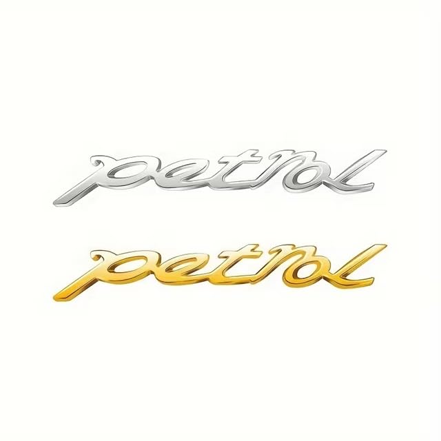 Image of AutoBizarre 3D Raised Petrol Metal Monogram Emblem Badge Sticker for All Cars & Bikes (Gold)