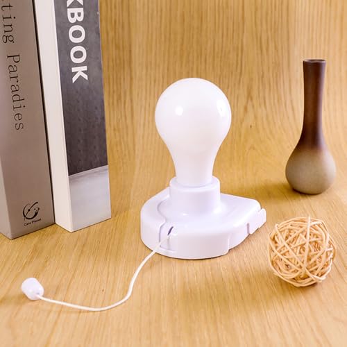 Image of Battery Operated Light Bulb, Stick-Up LED Closet Light Bulb with Pull Chain