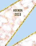  Agenda 2019: Semana Vista  Mosaico de Mármol Azul Cian Rosa y Oro  Organizador Día Página Español  52 Semanas Enero a Diciembre 2019: 4 (Agenda Organizador Planificador)