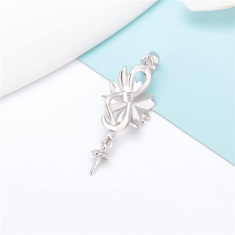 Sterling Silver Rose Bloom Pendants for Pearl, Pearl Pendant Accessories/Fitting/Mounts with Pearl Bead Bail Pin for Women Jewelry Making - Image 3