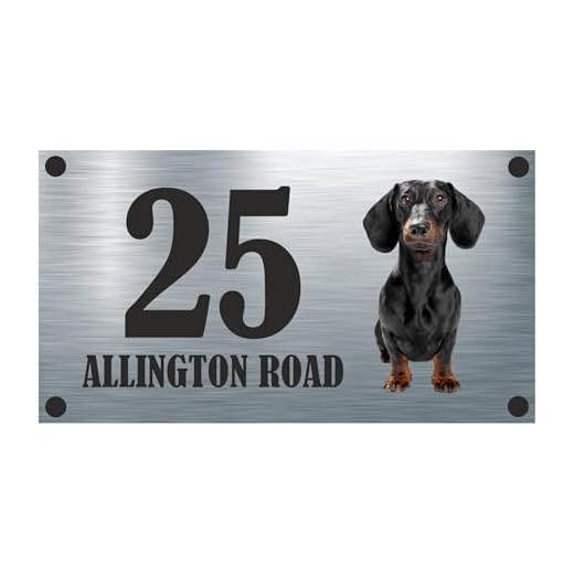 Precision Designs Dog Collection - Colour Dachshund Aluminium House Sign Personalised With Your House Name/Number & Street Name