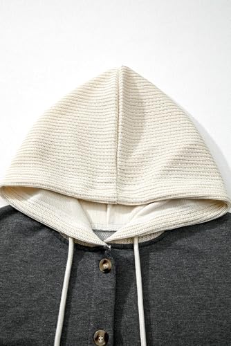 Image of SHEWIN Women Oversized Hooded Sweatshirt Loose Fit Casual Button Hoodies with Pocket 2026