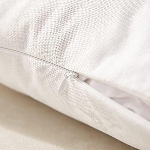 Sunday Praise Set Of 2 Faux Linen Solid Decorative Throw Pillow Covers 18 X 18 Inches For Couch Sofa Bed Chair White #TOP3