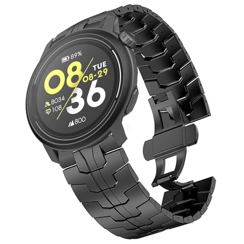 Compatible with COROS PACE Pro Bands, 20mm, 22mm Quick Release Stainless Steel Band Metal Strap with Folding Clasp Replacement Straps Compatible with COROS PACE Pro / PACE 3 / APEX 2 Pro / APEX Pro / APEX 46mm/APEX 2 / PACE 2 / APEX 42mm Smartwatch (Black, 22mm size band)