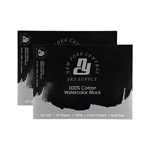 New York Central 100% Cotton Watercolor Paper Blocks 2 Pack 140lb 12x16