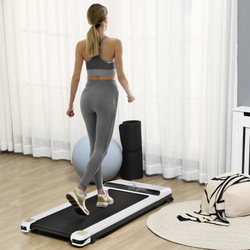 Image of Walking Pad Treadmill Under Desk Ultra-Quiet | Portable Foldable Wheels Remote Control | LED Display 264 lbs Capacity | Small Spaces Home Office Walking Fitness