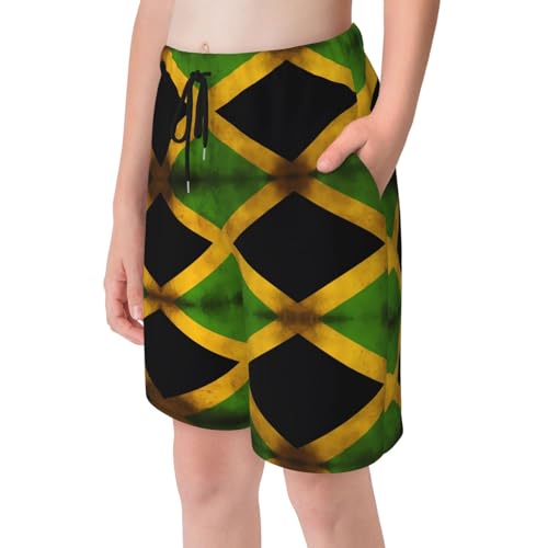 Old Jamaican Flag Youth Beach Pants, Soft and Breathable, with Drawstring Waist, Suitable for Sports and Leisure.4