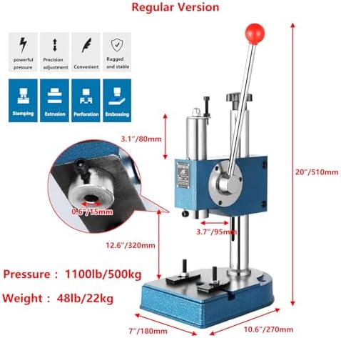 10" Manual Arbor Press - Heavy Duty Benchtop Press, Automatic Retractable, Precision Tool for Stamping, Bending, Drawing & Forming - Ideal for DIY & Workshop Use
