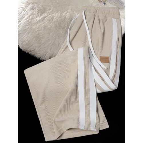 Mens Straight Leg Pants Corduroy Stripted Casual Baggy Lightweight Pant Drawstring Fashion Textured Classic Sweatpants3