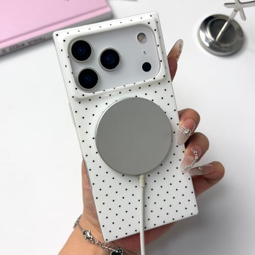Coque à pois pour iPhone 17 Pro Max MagSafe blanche fine
