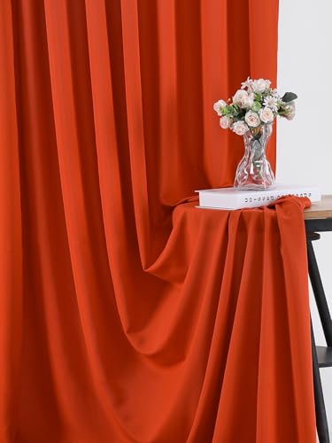 Image of Rust Backdrop Curtains 10ft x 8ft Polyester Photo Backdrop Drapes for Birthday Party Stage Window Supplies Decorations