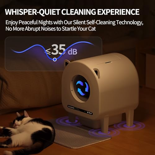 Image of 68 L Self Cleaning Litter Box, Automatic Cat Litter Box for Multiple Cats, Robot with Dual Safety Protection, APP Control, Odor Removal Smart Litter Boxes, 2 Roll Trash Bags
