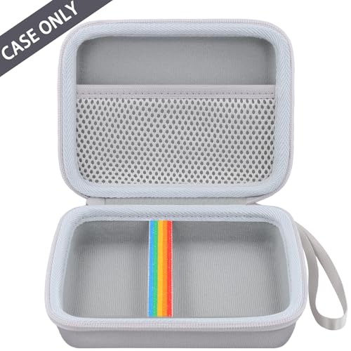 Image of Hard Case for Polaroid Hi-Print Bluetooth Connected 3x3 Photo Dye-Sub Printer (9196), Portable Travel Carrying Case with Mesh Pocket & Hand Strap, White | Protective EVA hard case with soft lining, mesh pocket, and hand strap for safe storage and easy travel.