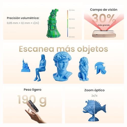 Miniatura 2 de Revopoint Inspire 2 Escáner 3d Para Impresión 3d, Precisión Hasta 0,03 Mm, Láser Multilínea Y Luz Estructurada, Escaneo Inalámbrico Y Exterior, A Todo Color, Para Ios Android Macos Win10 11, Estándar
